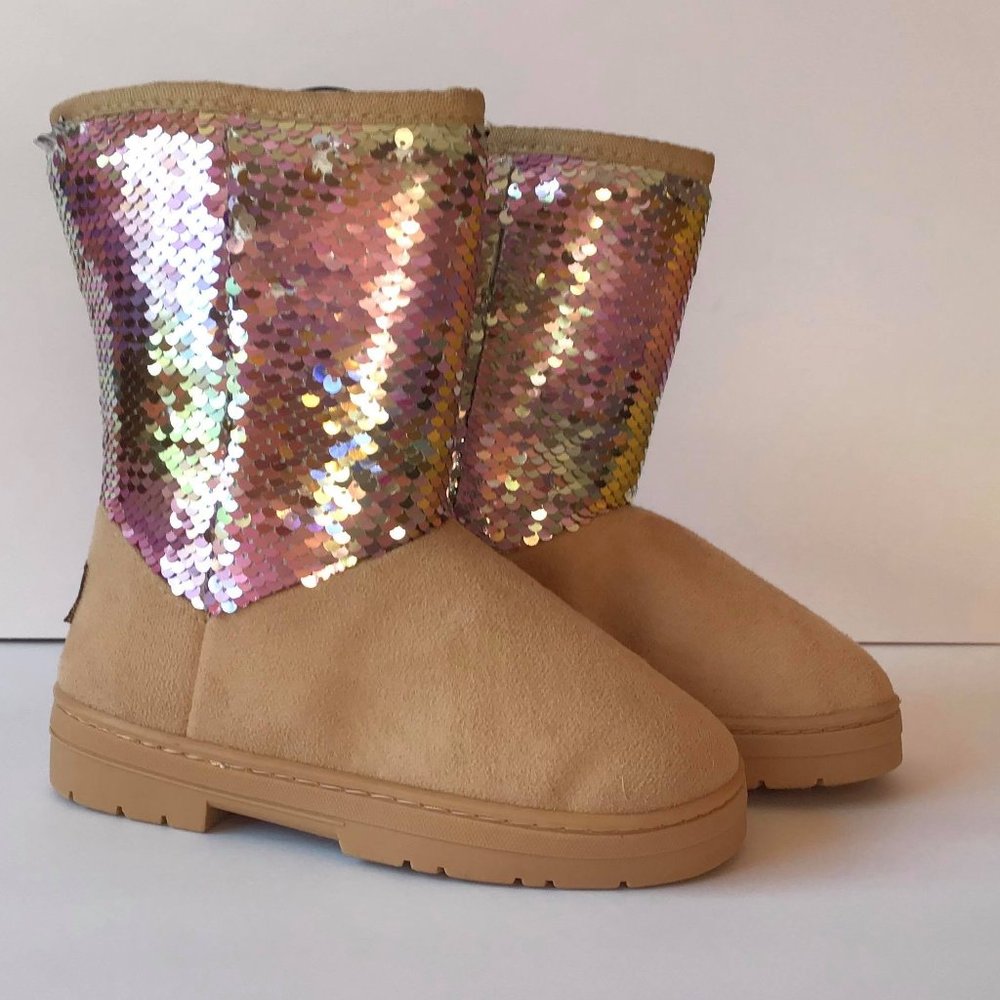 Bebe Girls Microsuede Winter Boots with Sequins